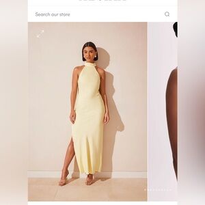 CLAIRE
Matte Satin Drape Back Maxi Dress - Light Yellow
XS